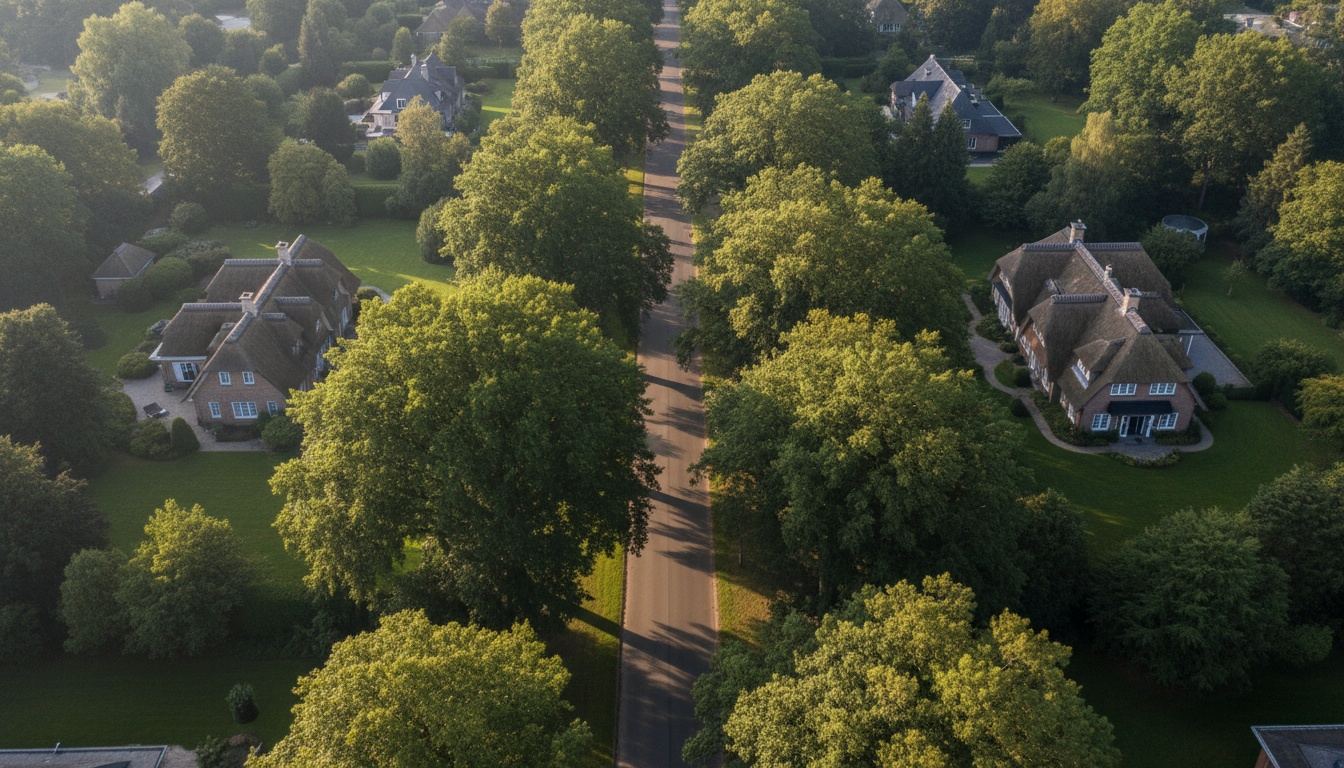 Laan met hoge beuken in het Gooi in zacht ochtendlicht